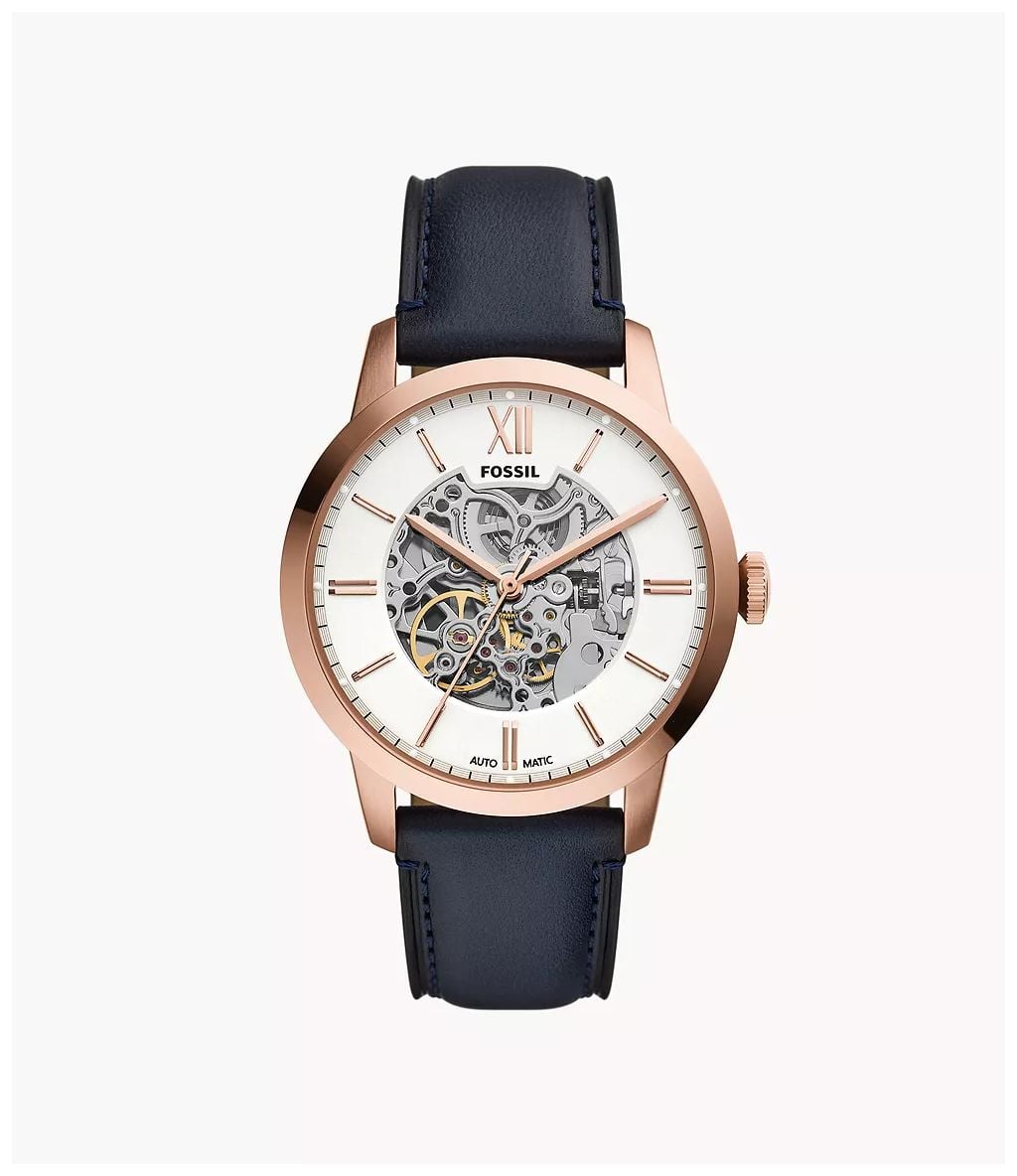 Fossil Townsman 44 mm automatique cuir bleu marine ME3293 montre