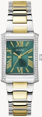 Guess Bonnie Crystal (27 mm) grünes Sunray-Zifferblatt / zweifarbiges Edelstahlarmband GW0874L2
