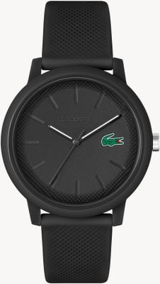 Lacoste 12.12 | cadran noir | bracelet en résine noire 2011171
