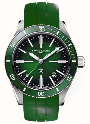Favre Leuba Diepe raider renaissance automaat (40mm) groene fumé wijzerplaat / groene rubberen band 00.20308.101.03.303