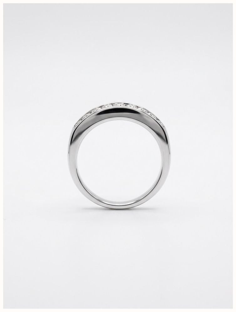 7 Stone Natural Princess Cut Diamond 18k White Gold Half Eternity Ring JM1323 - widok alternatywny 3