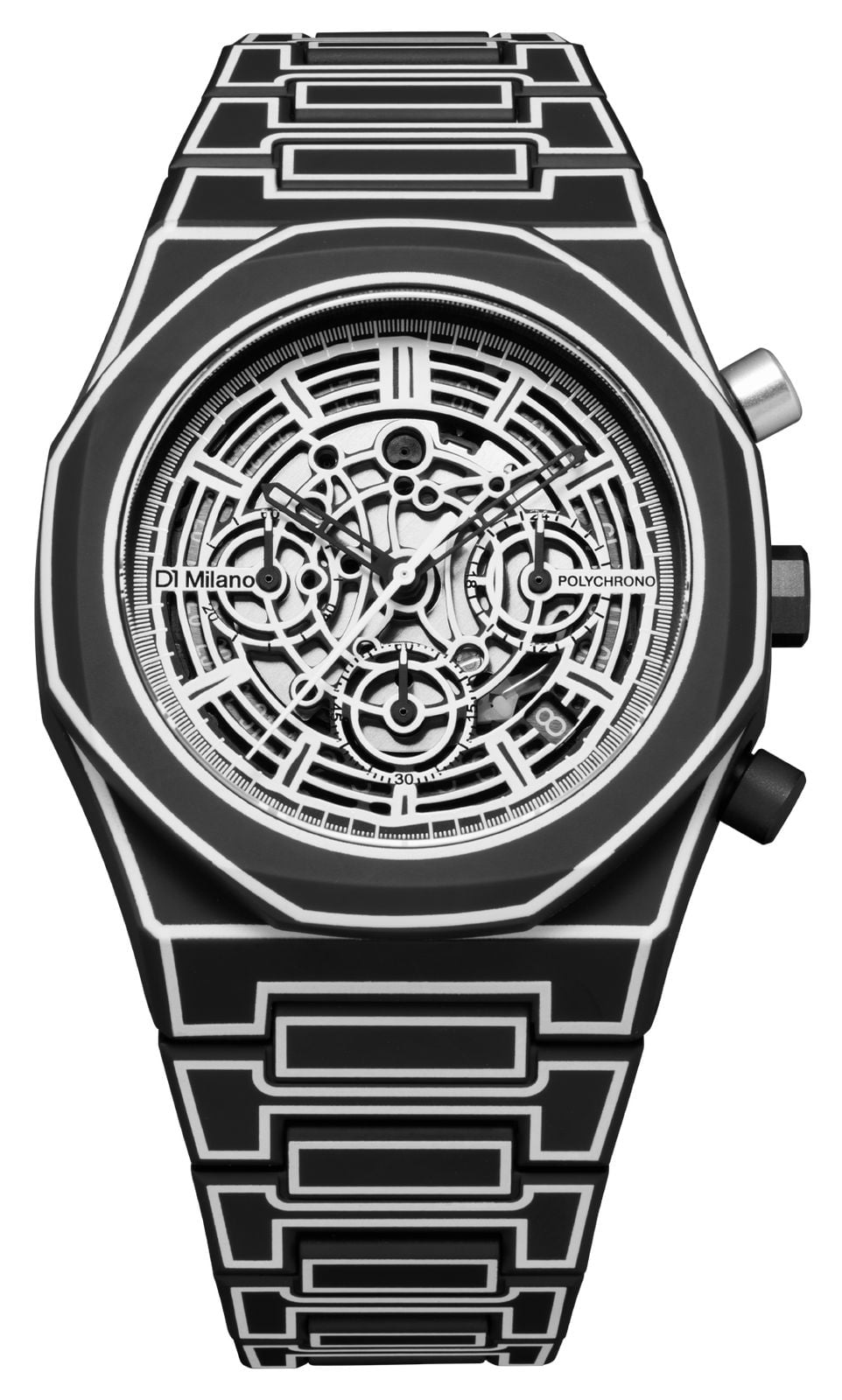 D1 Milano Polychrono noire Ã  cadran squelette (40,5 montre