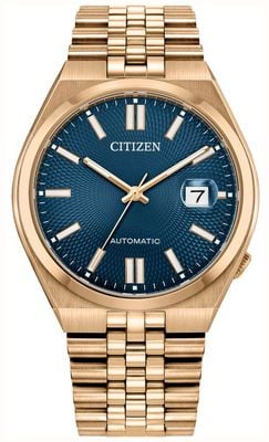Citizen ツヨサ 60 オートマチック (40mm) テクスチャードサンレイブルーダイヤル / ローズゴールドPVDステンレススチールブレスレット NK0023-57L
