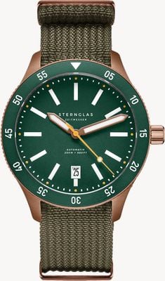 STERNGLAS Marus 2.0 automatisch (42mm) groene wijzerplaat / veldbosgroene nylon band S02-MA35-FI05