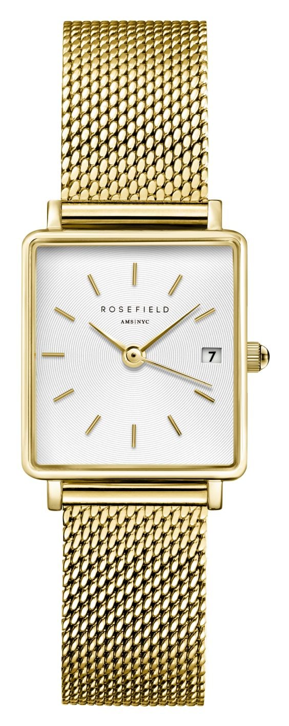 Rosefield Boxy XS 22mm White Dial  GoldPlated Stainless Watch