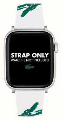 Lacoste Cinturino Apple Watch (42/44/45mm) in silicone bianco e verde 2050016