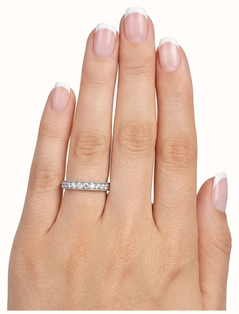 0.75ct Natural Diamond Princess Cut Platinum Half Eternity Ring JM3524 - widok alternatywny 4