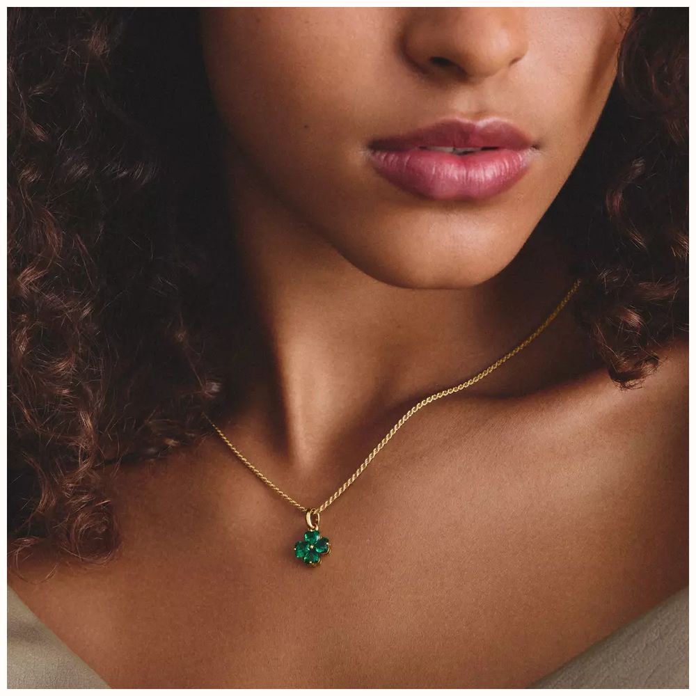 Thomas Sabo Cloverleaf Charm with green nanocrystal in a heart-shaped cut – Connect CC1326-M01-6 - alternate view 3