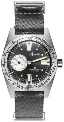 Aquastar Deepstar II Mono-Compax Automatic (37mm) Steel Grey Dial / Grey Seatbelt NATO Strap DS2-NATO SG