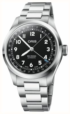 ORIS Große Krone, Zeigerdatum, Automatik (40 mm), schwarzes Zifferblatt / Edelstahlarmband 01 754 7798 4064-07 8 20 06