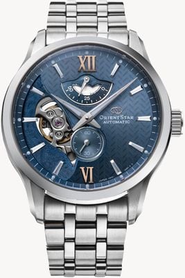 Orient Star Montre mécanique squelette multicouche (41 mm) cadran bleu / acier inoxydable RE-AV0B08L00B