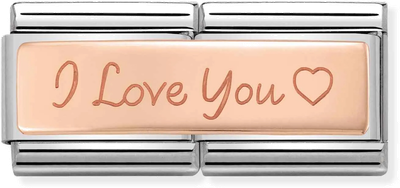 Nomination Classic I Love You 9ct Rose Gold & Steel Charm 430710/04