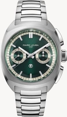 Favre Leuba Chief chronograaf automatisch (41mm) British Racing Green Sunray wijzerplaat / roestvrijstalen band 00.20101.113.03.200