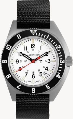 Marathon Arctic Edition SSNAV-D Steel Navigator Date Quartz (41mm) White Dial / Black Ballistic Nylon Strap WW194013SS-0501