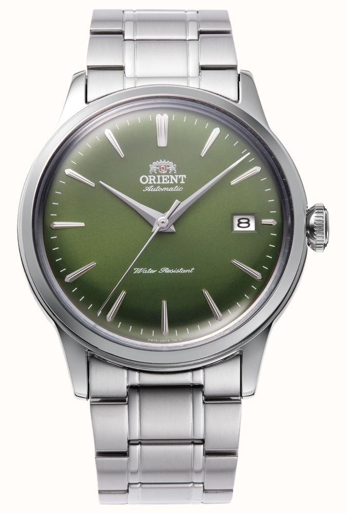 Orient Bambino Automatic 38mm Green Dial Stainless Steel Bracelet RA AC0M09E30B First Class Watches USA