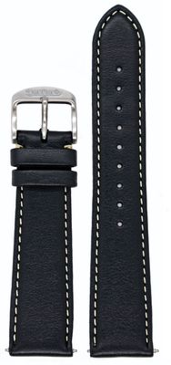 Hanhart 20mm幅のブラックカーフスキンレザーストラップ（Mサイズ） - ストラップのみ 9920.7010-03