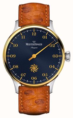 MeisterSinger Pangaea Automatic (40mm) Deep Blue Fermata Dial / Brown Leather Strap PDS917GLG-SF03