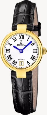 Festina Mademoiselle 石英表（26毫米）白色表盘/黑色皮表带 F20783/1