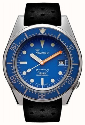 Squale 1521 mostrador azul jateado (42 mm) / pulseira de silicone preta 1521BLUEBL.NT