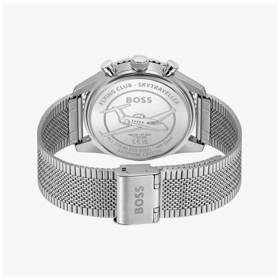 BOSS Mens Skytraveller Chronograph Green Dial Mesh Bracelet BOSS Watch 1514347 - vista alternativa 3