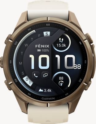 Garmin Fenix 9 Pro inReach 43mm smartwatch GPS premium – tytanium złoto jesienne z kremowym paskiem silikonowym 010-04335-21