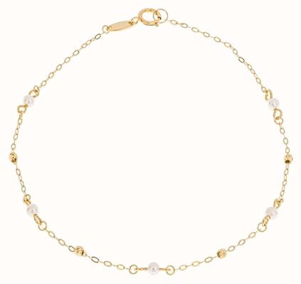 Elements Gold 9ct Yellow Gold Mini Pearl And Ball Bead Bracelet GB518W