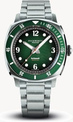 Duckworth Prestex Herren-Belmont-Armband (42 mm) mit grünem Zifferblatt und Edelstahlarmband D328-04-ST