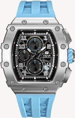 TSAR BOMBA Elemental Series Quartz Calendar (43.5mm) Black Dial / Elite Blue Silicone Strap TB8204Q-36