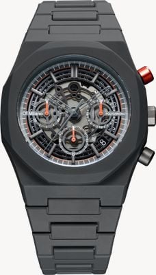 D1 Milano Polychrono Model K (40.5mm) Skeleton Dial / Dark Grey Polycarbonate Strap PHBJ10