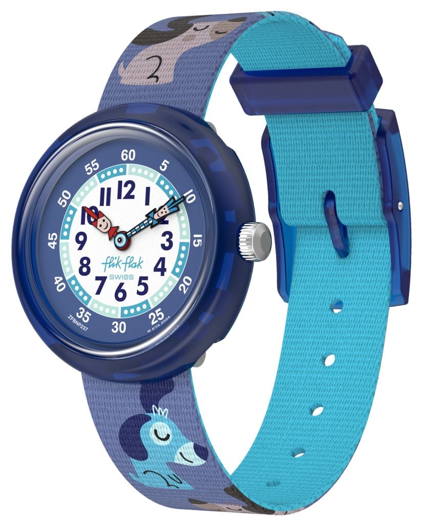Flik Flak chiot mignon (31,85 mm) cadran bleu et montre