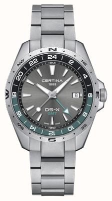Certina Ds-x Quarz GMT (41 mm) graues Zifferblatt / Edelstahlarmband C0474521108100