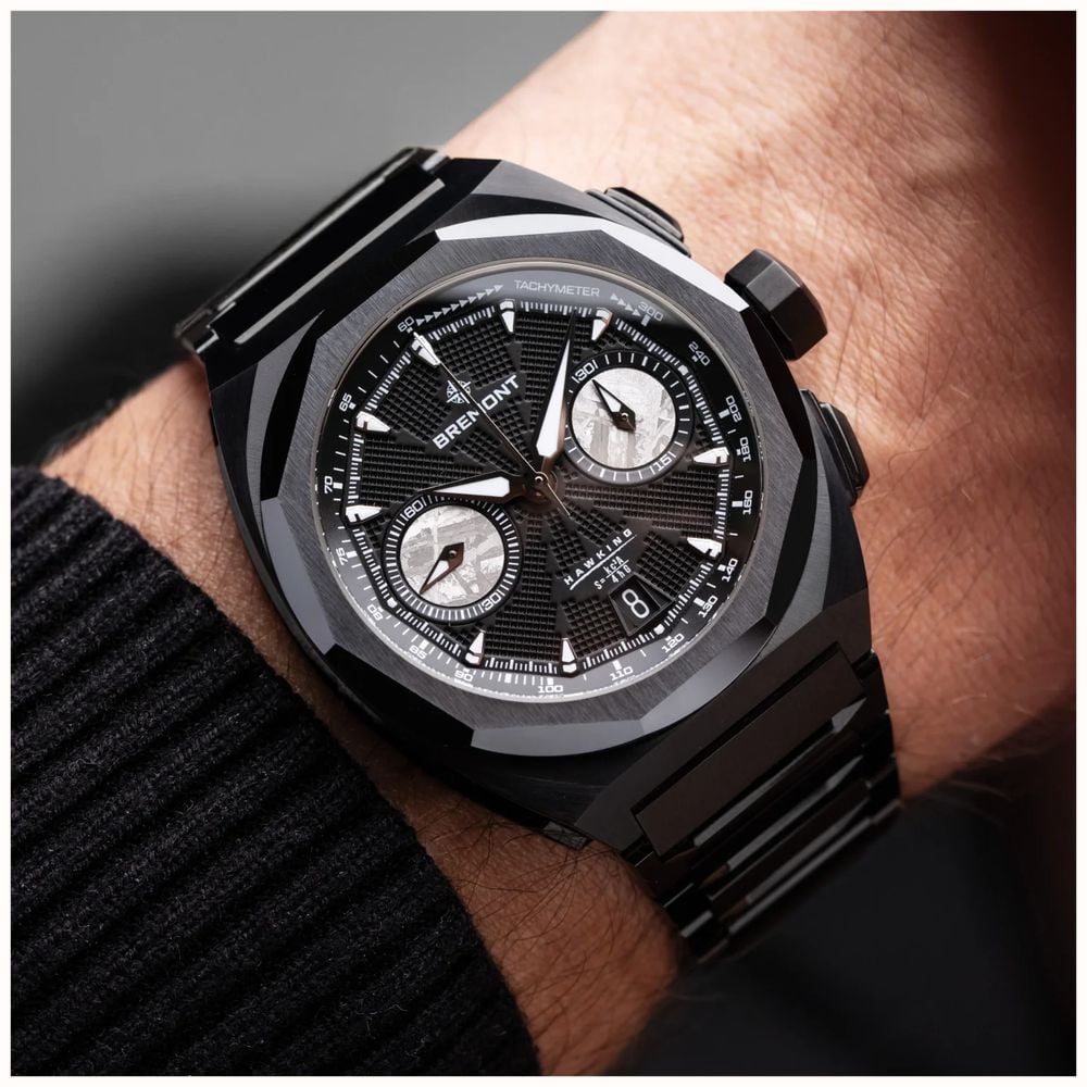Bremont Supernova Chronograph Hawking Edition (41mm) Black Galvanic Metal Dial / Black Steel Bracelet SN41-CHR-DLC-HWK-B - vista alternativa 10