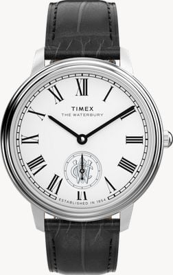 Timex Waterbury 都市系列小秒针腕表（39毫米）白色表盘/黑色皮表带 TW2Y23100