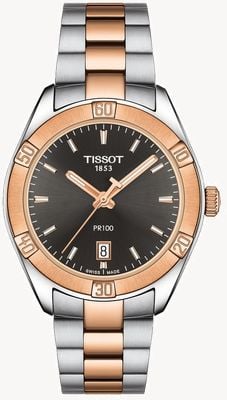 Tissot レディースPR100スポーツシック36mmツートンブラックダイヤル T1019102206100