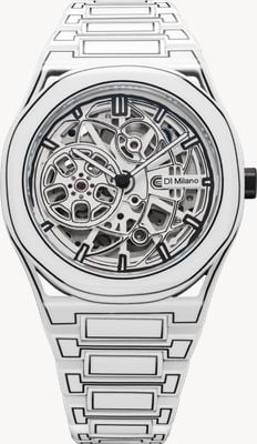 D1 Milano スケルトンホワイトスケッチ（40.5mm）ホワイトスケルトンダイヤル / ホワイトセラコートコーティングステンレススチールブレスレット SKBJ20