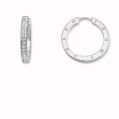 Thomas Sabo Hinged Hoops White 925 Sterling Silver/ Zirconia CR528-051-14