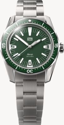 HTD Orologio Aquatìc spaceboy automatico skindiver (39mm) quadrante verde bottiglia / bracciale acciaio inox 323 AQUATIC-SPACEBOY-GREEN