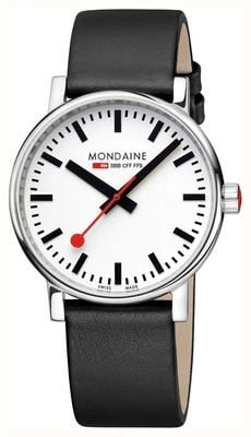 Mondaine Oficjalny zegarek Swiss Railways evo2 (40 mm) z białą tarczą / czarnym wegańskim paskiem ze skóry winogronowej MSE.40110.LBV