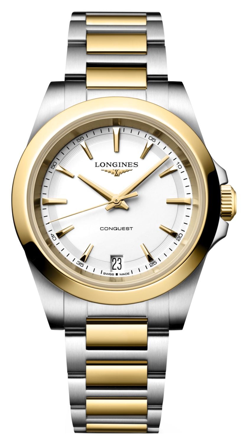 LONGINES Conquest Ã  quartz (34 mm), cadran blanc montre