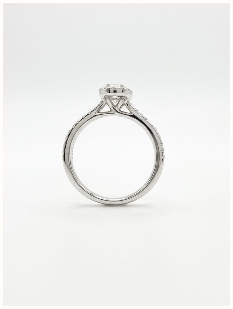 0.36ct Pear Natural Diamond Platinum Halo Ring J19302 - 备用视图 3
