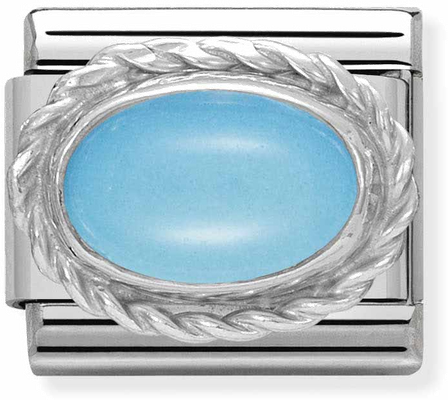 Nomination Classic Hard Stones Stainless Steel Rich Silver Sterling Silver Setting TURQUOISE Charm 330503/06