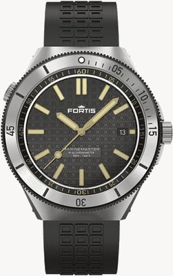 FORTIS Marinemaster M-44 Chronometer schwarzes Harz (44 mm) Horizont ultraflexibles Kautschukarmband F8120017