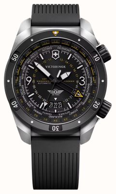 Victorinox Air Pro Automatic GMT (43 mm) quadrante nero / cinturino in gomma nera 242005