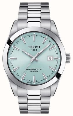 Tissot Мужские джентльменские часы powermatic 80, кремниевый (40 мм), синий циферблат/браслет из нержавеющей стали T1274071135100