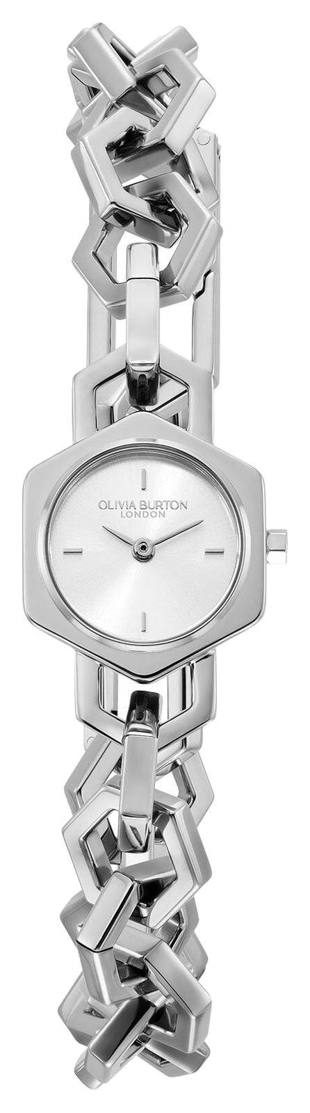 Olivia Burton Olivia Burton 20Mm Hex Link Mini Silver White Watch