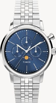Timex Marlin 月相（40 毫米）蓝色表盘/不锈钢表链 TW2W51300