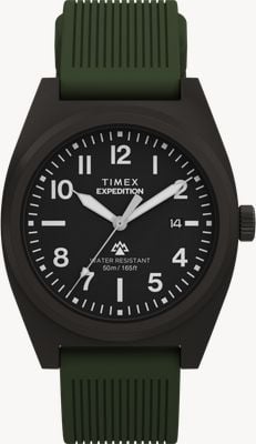 Timex Expedition Capstone（39毫米）黑色表盘/绿色硅胶表带 TW2Y18000