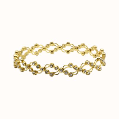 Real Effect London Gold-Plated Sterling Silver CZ Expanding Ring-Bangle 55384