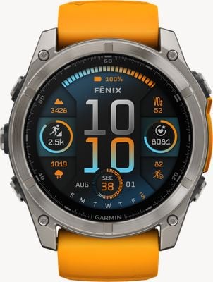 Garmin Fenix 8 51mm AMOLED Sapphire Premium Multisport GPS Smartwatch Titanio con Spark Orange 010-02905-11