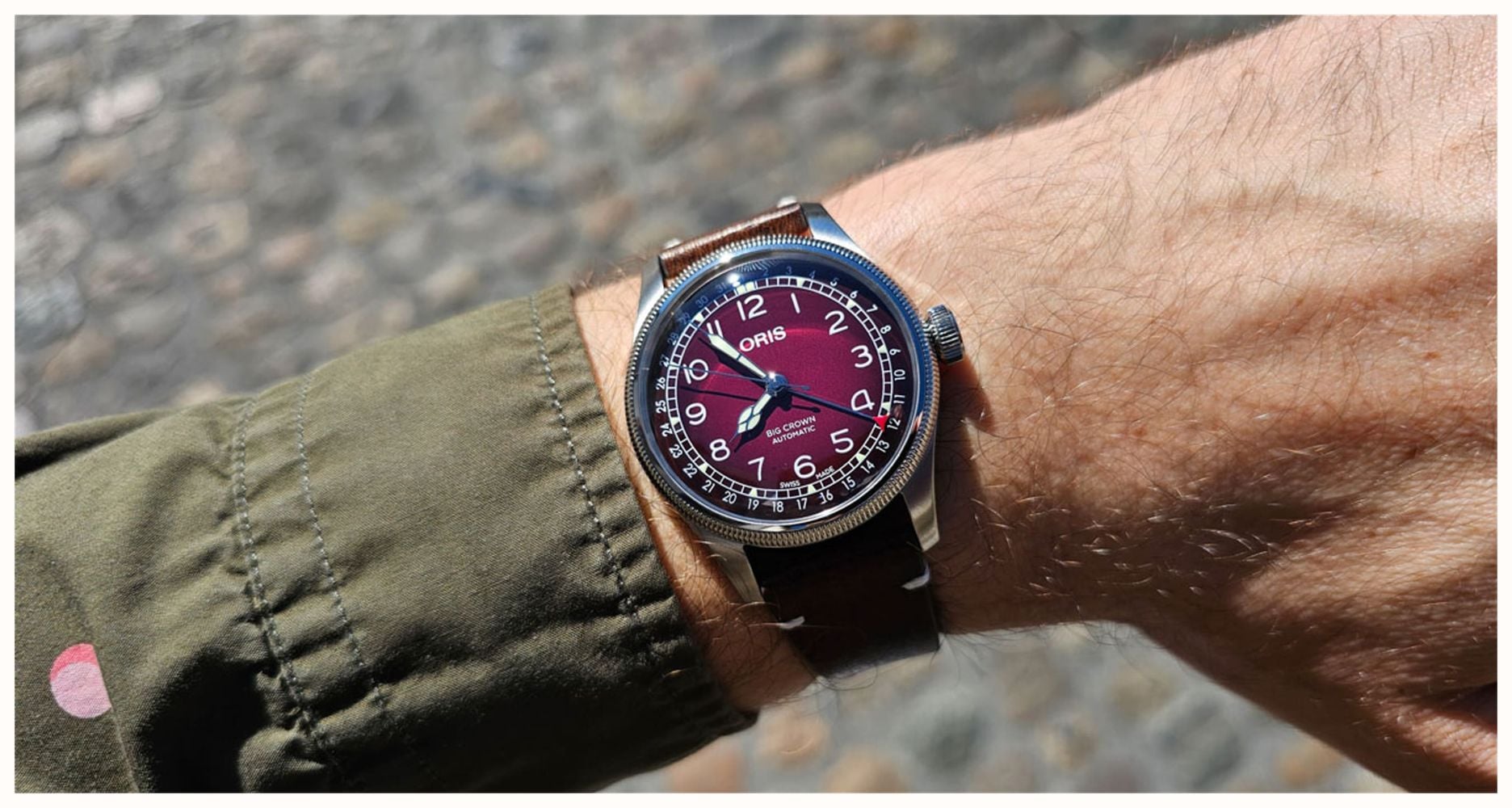 ORIS x Cervo Volante Big Crown Pointer Date Automatic (40mm) Burgundy Dial / Dark Brown Leather Strap Watch 01 754 7785 4038-SET - autre vue 6